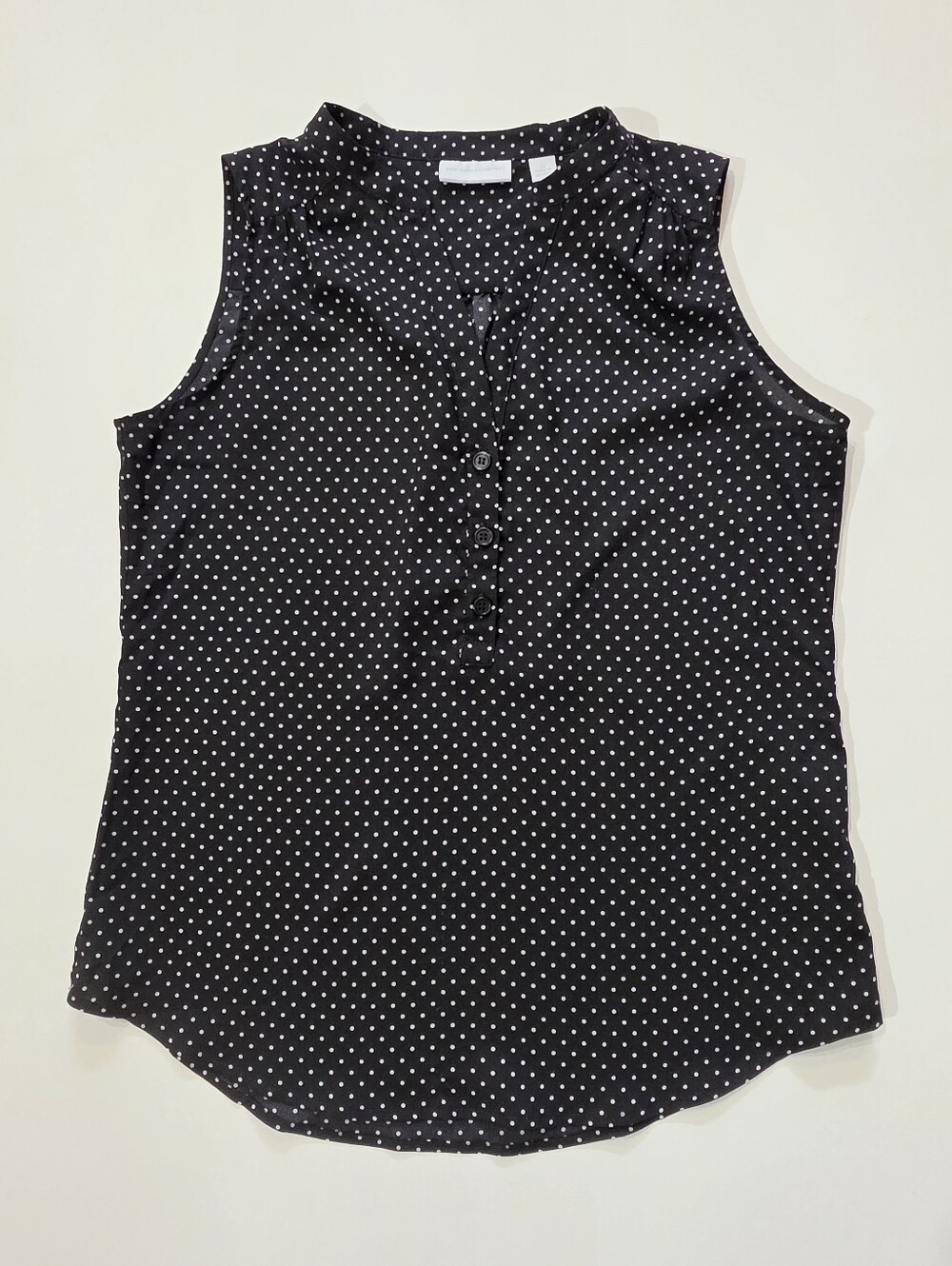 New York And Company Sleeveless Top Womens Size XS Black White Polka Dot